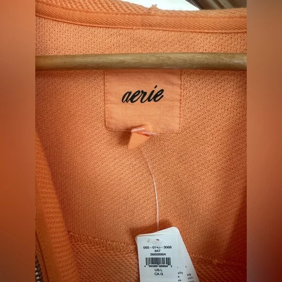 Aerie Orange Cropped Beach Party Zip up hoodie, size large, oversized, BNWT - Picture 6 of 11
